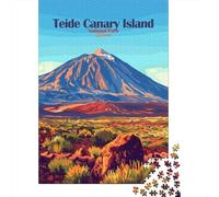 Teide Canary Island National Park Spain Travel Puzzle 1000 Pieces, Lakeside Architecture Scene, Decorative Artwork, Premium Paper Puzzle, Birthday Gift for Travel Lovers, 38x26cm/1000pcs