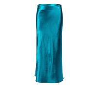 TEidea Satin Skirt Mid-Length Satin Skirt, Breathable and Comfortable, Suitable for Holidays, Daily and Business-Dark Blue-S