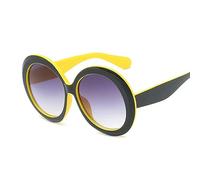 TEidea Sunglasses Retro Chic Oversized Round Sunglasses For Women: Assorted Colors With Fashionable Clear Mirror-Black Yellow