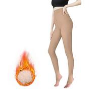 TEidea Thermal Leggings Women'S Slim Fit Nude Winter Leggings - Soft Single Layer Warm Stockings-Half Foot-Coffee-Thick 200G