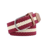 TEidea Versatile Woven Belt Women's Elastic Canvas Jeans Belt Pin Buckle Casual Elastic Belt Student Sports Stripe Belts for Men, Red Jian Beige, Stripe Fb 3.5x105cm