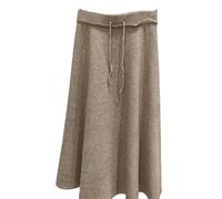 TEidea Women's High-Waisted A-Line Skirt: Autumn and Winter Khaki One Size