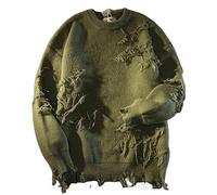 TEidea Women's Jumpers Autumn Street Style Unisex Women's Jumpers Retro Ripped Sweater Loose Long Sleeves-C001-M