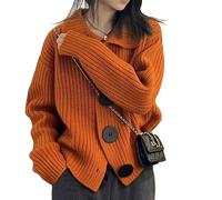 TEidea Women's Jumpers Women's Jumpers Loose Big Button Knit Cardigan Ladies Sweater Warm Autumn Winter Coat-Orange-One Size