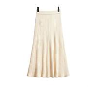 TEidea Women'S Skirts Autumn And Winter Knitted A-Line Women'S Skirts, Solid Color Pleated Long Skirt, High-Waisted Midi Skirt