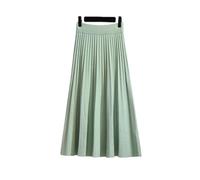 TEidea Women'S Skirts High Waist Knitted Black Maxi Skirt, Autumn And Winter Black And White Pleated Midi Skirt-Green-One Size