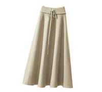TEidea Women's Skirts Women's Knitted Skirt: Autumn and Winter High-Waisted Women's Skirts,Womens Midi Skirts-Off White-One Size