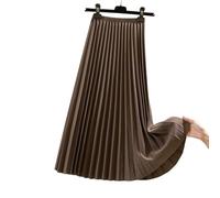 TEidea Women'S Skirts Womens Midi Skirts Elegant And Versatile High Waist Midi Pleated Skirt For Women-Coffee-L