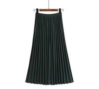 TEidea Women'S Skirts Womens Midi Skirts Elegant And Versatile High Waist Midi Pleated Skirt For Women-Dark Green-L