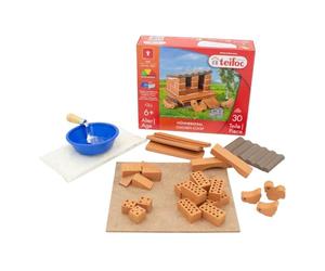 Teifoc 1023 Stone Building Kit Chicken Coop Including Chickens and Rooster Made of Clay Farm Craft Set for Children from 6 Years