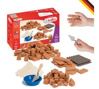 teifoc 1530 Stone Building Kit - Craft Set, 100 Miniature Bricks with Mortar and Tool for DIY Projects, for Children from 6 Years, Clay Building Blocks for Crafts, DIY Set Children, Construction Toy