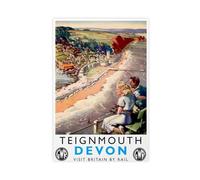 Teignmouth, Devon British Railways Canvas Poster Bedroom Decor Landscape Office Room Decor Gift 12x18inch(30x45cm)