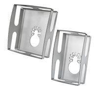 Teilmix 2 Pcs Square Drywall Outlet Slot Cutter Oscillating Tool to Cut-in Single Gang Wall Boxes, Upgrade Stainless One Step in Place Electrical Box Cutter for Drywall, Wood, Plastic, Metal-Silver