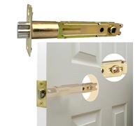 Teilmix 5" Backset Entry Door Latch for 3.03" (7.7mm) Square Standard Interface Knobset, 2-1/8" Cross Bore, Square Corner Faceplate, Non-Handed, Polished Brass fits Standard Doors