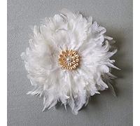 Teinopalpus Feather Wall Art for Living Room/Bedroom/Office Handcrafted Feather JUJU HAT Decoration Cowrie Shells with African Design,White 12" in