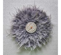 Teinopalpus Flower Wall Decor Multiple Layer Handcrafted Feather JUJU HAT Decoration Cowrie Shells for Balcony Patio Porch Bedroom Living Room Garden,Grey 18" in (Grey 14" in, 35cm / 14" in)