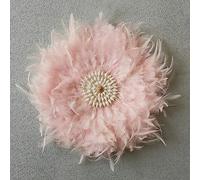 Teinopalpus Flower Wall Decor Multiple Layer Handcrafted Feather JUJU HAT Decoration Cowrie Shells for Balcony Patio Porch Bedroom Living Room Garden,Pink 14" in