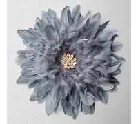 Teinopalpus Flower Wall Decor Multiple Layer Handcrafted Feather JUJU HAT Decoration Cowrie Shells for Balcony Patio Porch Bedroom Living Room Garden,Grey 18" in (Grey 20" in, 50cm / 20" in)