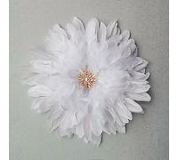 Teinopalpus Flower Wall Decor Multiple Layer Handcrafted Feather JUJU HAT Decoration Cowrie Shells for Balcony Patio Porch Bedroom Living Room Garden,Grey 18" in (White 20" in, 50cm / 20" in)