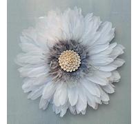 Teinopalpus Flower Wall Decor Multiple Layer Handcrafted Feather JUJU HAT Decoration Cowrie Shells for Balcony Patio Porch Bedroom Living Room Garden,White and Grey 55cm / 22" in