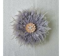 Teinopalpus Flower Wall Decor Multiple Layer Handcrafted Feather JUJU HAT Decoration Cowrie Shells for Balcony Patio Porch Bedroom Living Room Garden,Grey 18" in (Grey 10" in, 25cm / 10" in)