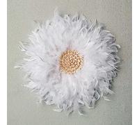 Teinopalpus Flower Wall Decor Multiple Layer Handcrafted Feather JUJU HAT Decoration Cowrie Shells for Balcony Patio Porch Bedroom Living Room Garden,Grey 18" in (White 18" in, 45cm / 18" in)