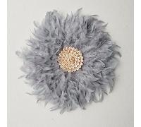 Teinopalpus Flower Wall Decor Multiple Layer Handcrafted Feather JUJU HAT Decoration Cowrie Shells for Balcony Patio Porch Bedroom Living Room Garden,Grey 18" in (Grey 18" in, 45cm / 18" in)