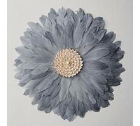 Teinopalpus Flower Wall Decor Multiple Layer Handcrafted Feather JUJU HAT Decoration Cowrie Shells for Balcony Patio Porch Bedroom Living Room Garden,Grey 18" in (Grey 22" in, 55cm / 22" in)
