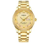 TEINTOP Watches for Men Mechanical Watch Rock Crystal Inlay Bezel Automatic Wristwatches (Gold)