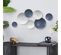 TEIPAI Silver and Blue Wall Decor for Living Room, 7PCS Metal Wall Hanging Sculptures for Office Apartment Bathroom Decoration, Modern Silver Home Decor for Staircase Hallway Porch Housewarming Gift
