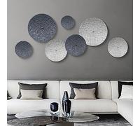 TEIPAI Silver and Grey Wall Decor for Living Room, 7PCS Metal Wall Art Hanging Sculptures for Office Dining Room Decoration, Modern Silver Home Decor for Apartment Bedroom New Home Gift