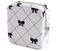 Teircno Period Bag for Women - Cute Corduroy Sanitary Napkin Storage Bag with Bow Design | Period Pouch for Daily Use, Travel | Discreet Menstrual Pouch | Pad Bags for Period Holds Pads, Tampons