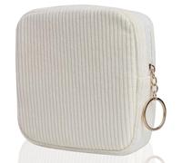 Teircno Sanitary Napkin Storage Bag, Preppy Corduroy Period Bag for Women, Cute Portable Period Pouch with Zipper, Sanitary Pads Bag Tampons Holder for Purse, First Period for Women Ladies
