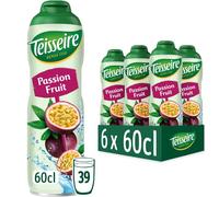 Teisseire Le Sirop Fruity Flavour Cordial Natural Ingredients Perfect for Cocktails Teas Desserts Fruit , Passion, 3600 millilitre(Pack of 6 x 600 ml Bottles)