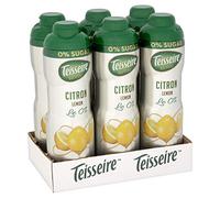 Teisseire Sugar Syrup Low Calorie Sugar Free Cordial Natural Ingredients 1523908, Lemon, 3600 millilitre (Pack of 6 x 600 ml Bottles)