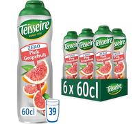 Teisseire Sugar Syrup Low Calorie Sugar Free Cordial Natural Ingredients 1523919, Pink Grapefruit, 3600 millilitre(Pack of 6 x 600 ml Bottles)