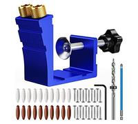 TEITEYER 1 Set Pocket Hole Jig Kit Pocket Hole Drill Guide Jig Set for 15° Angled Holes, for Woodworking Angle Drilling Holes A