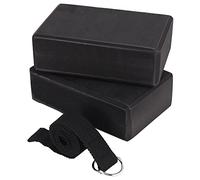 TEITEYER Yoga Block and Yoga Strap Set EVA Foam Soft Non- Yoga Blocks Universal Stretching and Workouts Black
