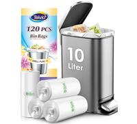 Teivio 10 Liter Small Bin Bags 120 Counts Pedal Bin Liners Thick Plastic Waste Bags for Bathroom, Kitchen, Office, Fit 7.5-10L Rubbish Bin, Clear