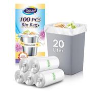 Teivio 20 Liter 100 Counts Strong Pedal Bin Liners Trash Can Bags, fit 4.5-5 Gal Garbage Bags, Bathroom Waste Bin Liners, Small Plastic Bags for home office kitchen, Clear