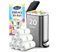 Teivio 20 Liter 150 Counts Strong Pedal Bin Liners Trash Can Bags, fit 4.5-5 Gal Garbage Bags, Bathroom Waste Bin Liners, Small Plastic Bags for home office kitchen, Clear