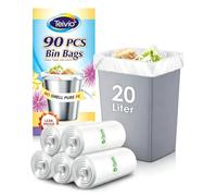 Teivio 20 Liter 90 Counts Strong Pedal Bin Liners Trash Can Bags, fit 4.5-5 Gal Garbage Bags, Bathroom Waste Bin Liners, Small Plastic Bags for home office kitchen, Clear