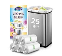 Teivio 25 Liter 100 Counts Strong Pedal Bin Liners, fit 5-6 Gal Garbage Bags, Bathroom Waste Bin Liners, Small Plastic Trash Can Bags for home office kitchen, Clear
