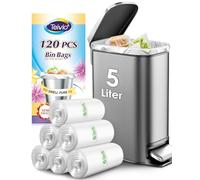 Teivio 5 Liter Small Bin Bags Pedal Bin Liners,120 Counts Mini Plastic Waste Bags for Bathroom, Kitchen, Office, Fit 3-5L Rubbish Bin, Clear