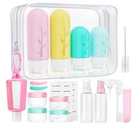 TEIVUL Travel Bottles for Toiletries,19 Pcs Silicone Travel Bottles Set with Clear Travel Toiletry Bag,TSA Approved Squeezable Silicone Travel Containers - BPA Free Accessories