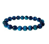 Tejesa 100% Real 8mm Natural Tiger Eyes Smooth Beads Stretchable Bracelet Men/Women (Blue)