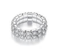 Tejesa 2 Pcs Silver Plated Fashion Style Crystal Rhinestone Elastic Adjustable Finger and Toe Ring (Style 2)