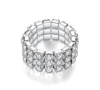 Tejesa 2 Pcs Silver Plated Fashion Style Crystal Rhinestone Elastic Adjustable Finger and Toe Ring (Style 3)