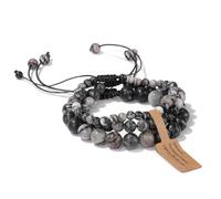 Tejesa 3pcs Amazonite Bracelets for Women Men 4/6/8mm Beads Braided Bracelet Handmade Adjustable Wristbands Jewelry Black Picasso Jasper