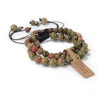 Tejesa 3pcs Amazonite Bracelets for Women Men 4/6/8mm Beads Braided Bracelet Handmade Adjustable Wristbands Jewelry Unakite